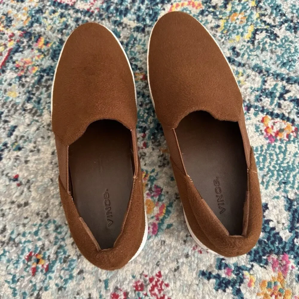 Vince Warren Brown Platform Slip-On Sneakers Women’s Size 8.5 - Picture 3 of 6